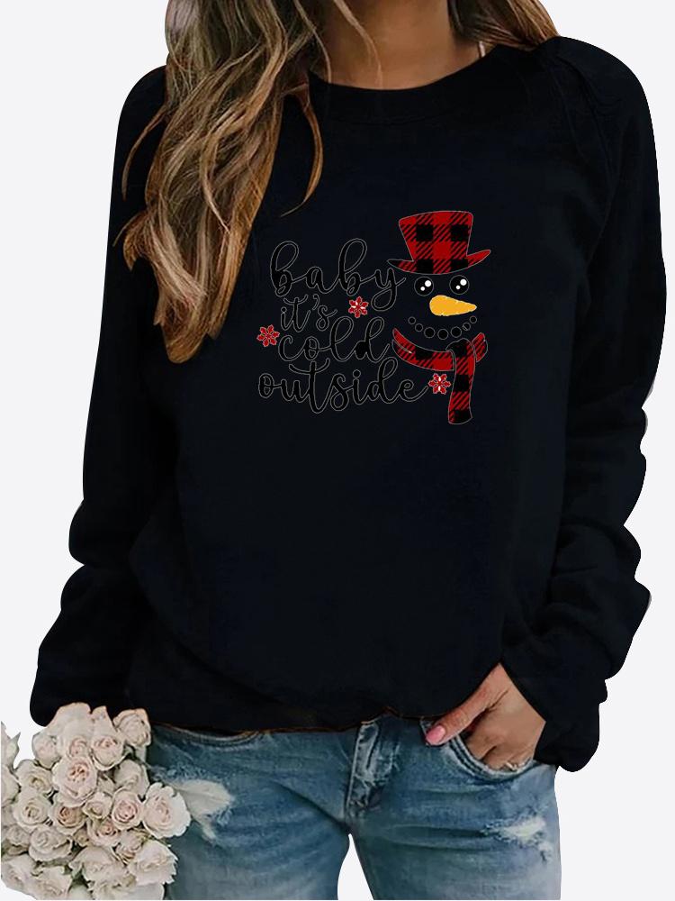 Winter Women's LOVE Printed Tops T-shirt Ladies Round Neck Long Sleeve Casual Sweatshirt Plus Size Blouse Plush Sweater
