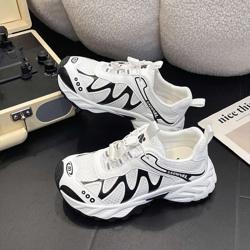 Mesh breathable dad shoes women's 2025 autumn new versatile thick-soled heightening casual sports shoes outdoor hiking shoes