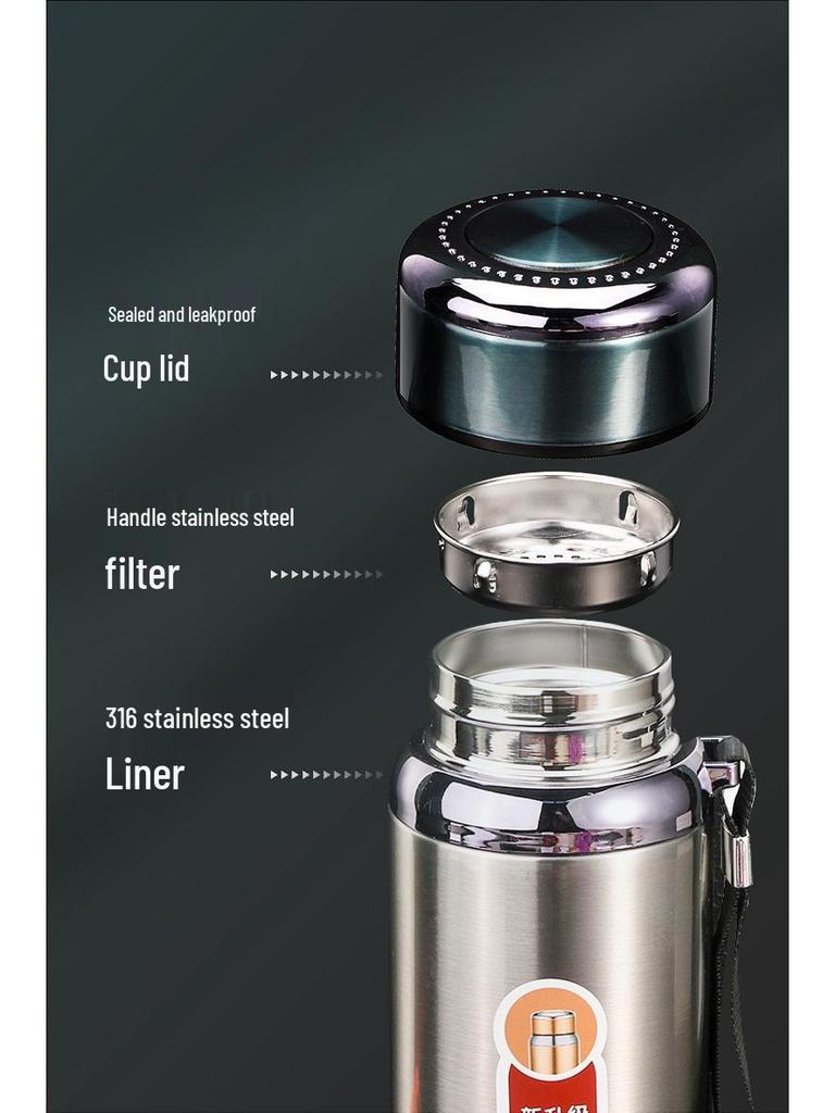 Large Capacity 316 Stainless Steel Insulated Water Bottle for Men & Women - Portable Outdoor Sports Tea Cup
