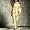 Women's Relaxed Loose Fit V-Neck Long Sleeve Top and Jogger Pants Set Two Piece