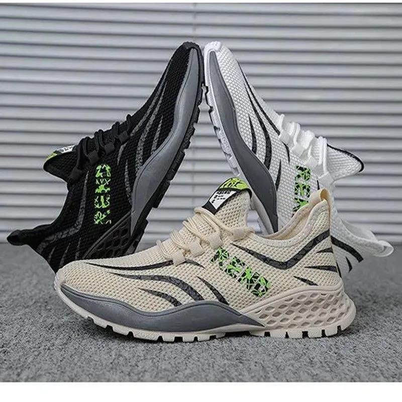 Casual Height Increasing Shoes Breathable Men's Shoes Flying Woven Sneakers Running Shoes
