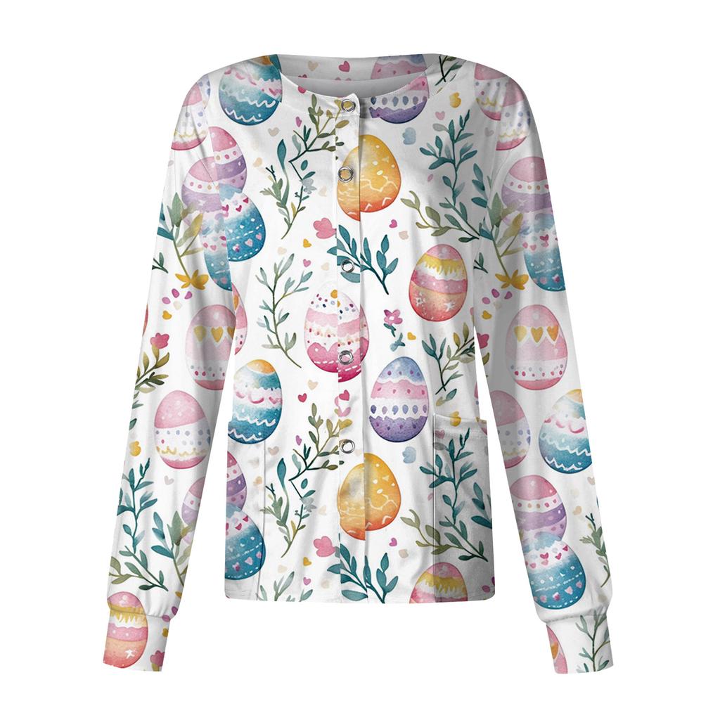 Women's Casual Long Sleeve Single Breasted Printed Dry- Top
