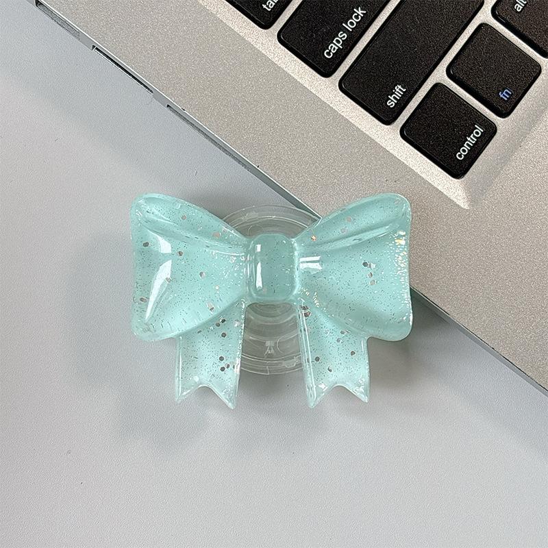 Creative Glitter Bow Solid Color Ring Three-Dimensional Mobile Phone Airbag Bracket Telescopic Paste Desktop Support Portable