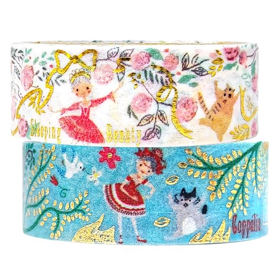 Sealido Made in Japan Foil-Stamped Kirapika Masking Tape Ballet Sleeping Beauty & Coppelia 2-Roll Se B0D6TWVSFZ