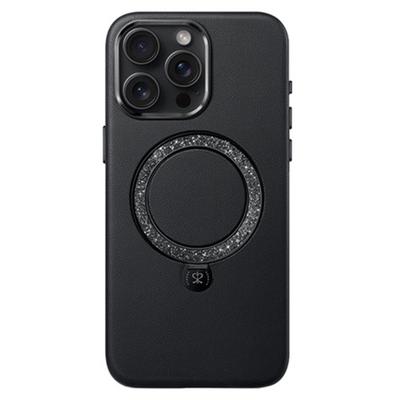 PYNANA PN-16L4 For iPhone 16 Pro Max Case Compatible with MagSafe Crystal Ring Kickstand PU Leather PC Cover