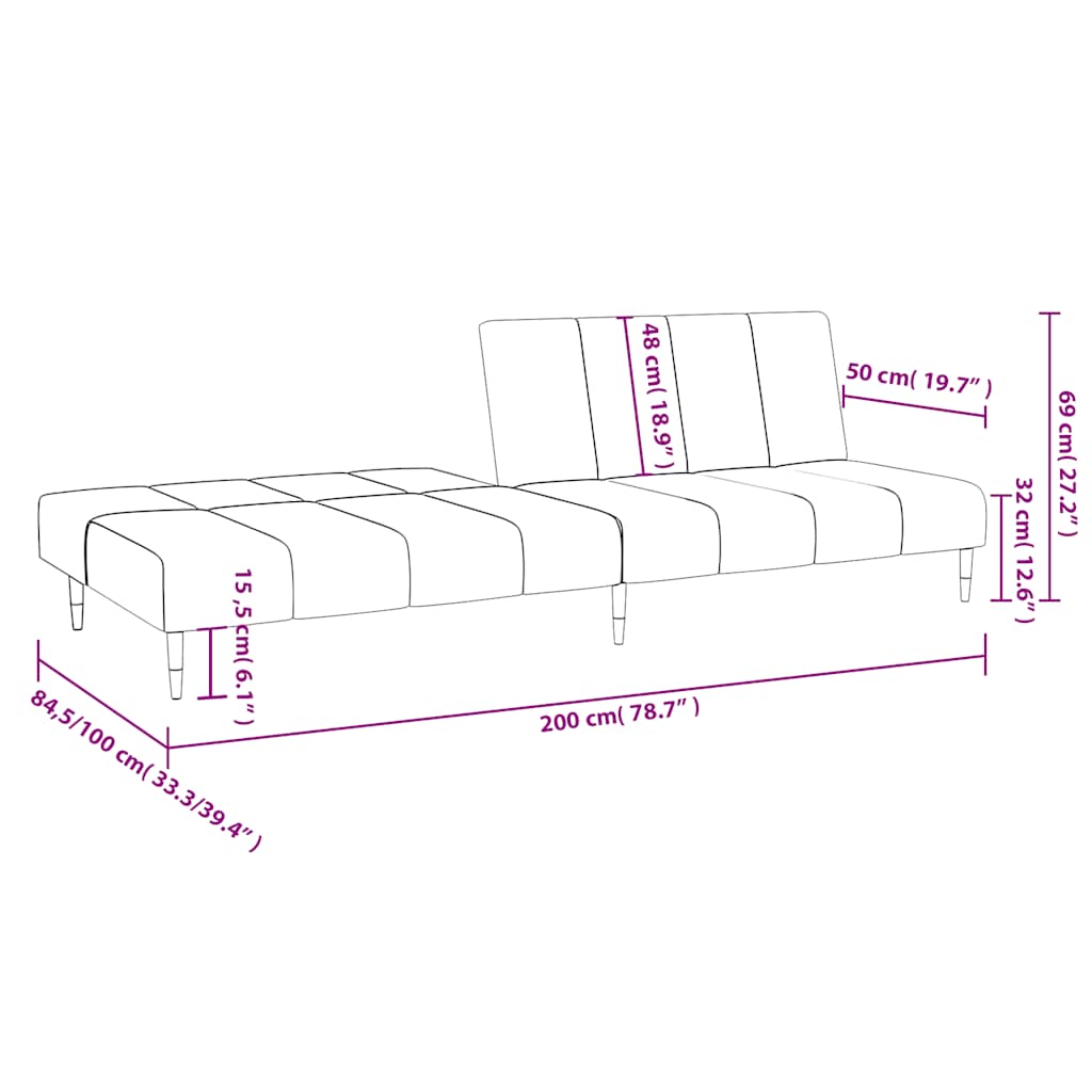 2 Seater Sofa Bed in Pink Velvet