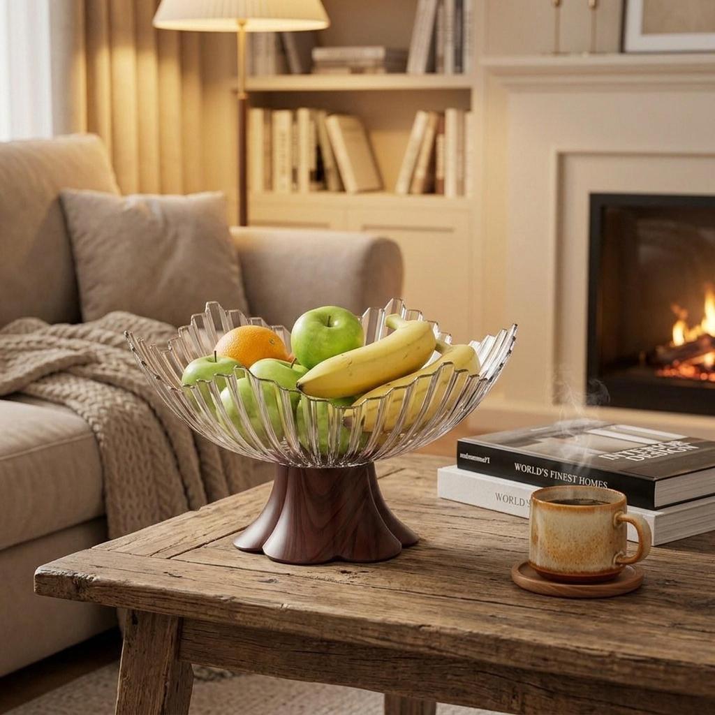 Creative Pedestal Snack Bowl PET Fruit Tray Stylish Table Centerpiece for Living Room Kitchen Countertop Parties