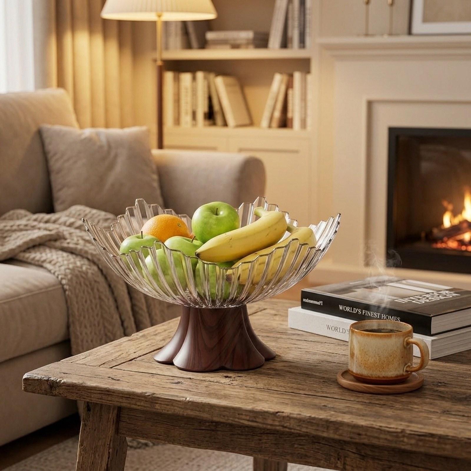 Creative Pedestal Snack Bowl PET Fruit Tray Stylish Table Centerpiece for Living Room Kitchen Countertop Parties