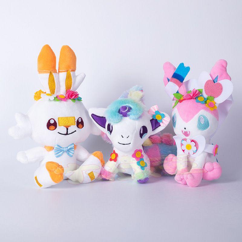 Peluche Pokemon Sylveon Scorbunny Cheval Arc-en-ciel Peluche Douce Pour Fans d'Anime