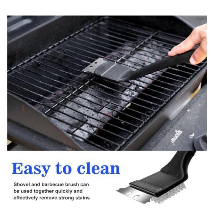 Barbecue Brush - Stainless Steel - 3 Pieces - Effective Cleaning - Hard Scraper