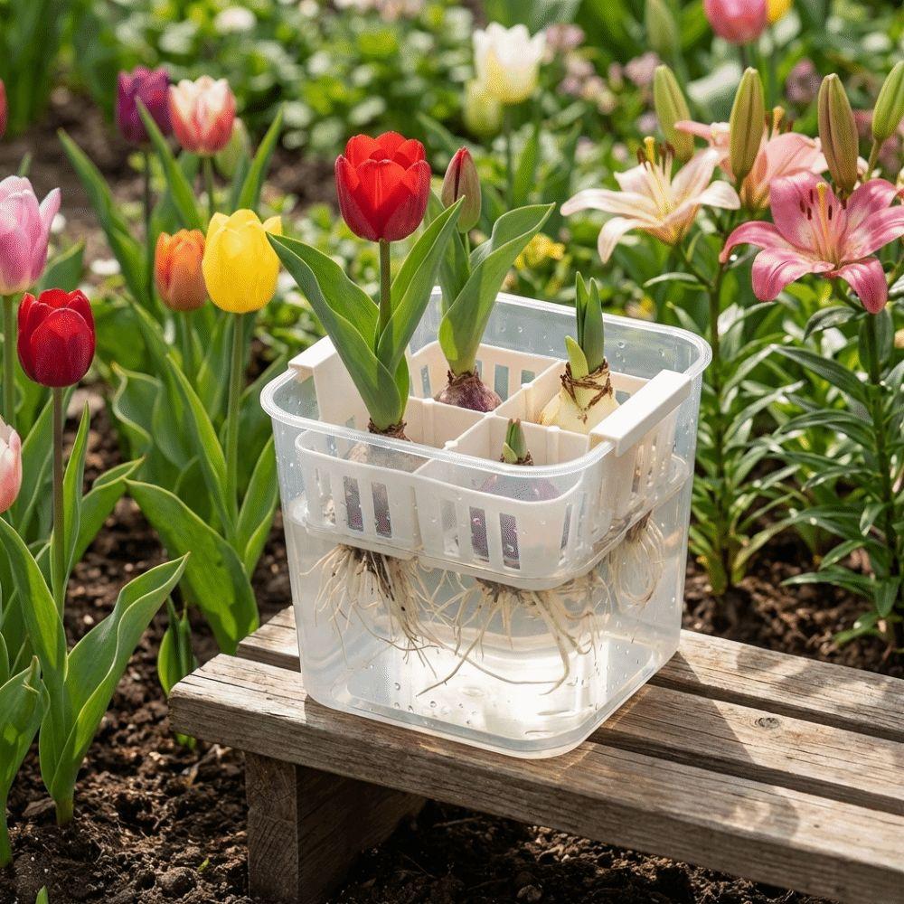 4 Grids Water Culture Planter Clear Tulip Bulb Planter Corm Plant Growing Pots Balcony Planting