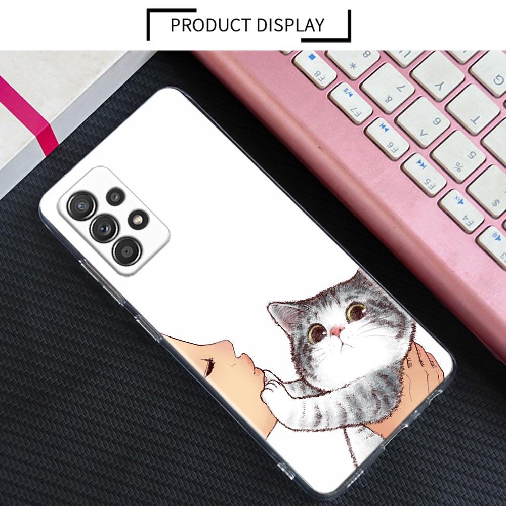 Cute Cat Don't Kiss Me Clear Case For Samsung Galaxy A52 5G A53 A72 A53 A73 A51 A33 A32 A41 A22 A23 Soft Phone Cover