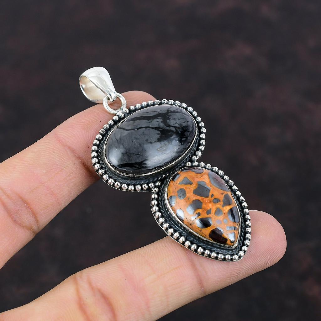 Picasso Jasper Pendant Bauxite Pendant 925 Sterling Silver Pendant Gemstone Handmade Jewelry Vintage Pendant Gift For Women Designer Jewelry