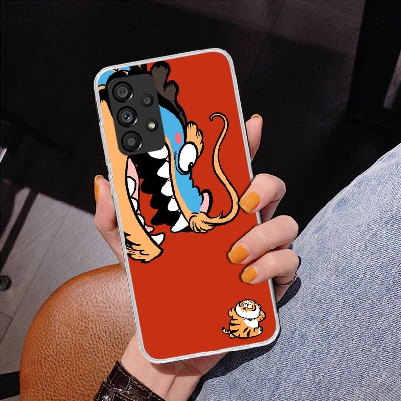 Cartoon Fat Tiger Phone Case For Samsung Galaxy A17 A16 A15 A14 A13 A57 A56 A55 A54 A53 A37 A36 A35 A34 A33 A26 A25 A24 A23 Gala