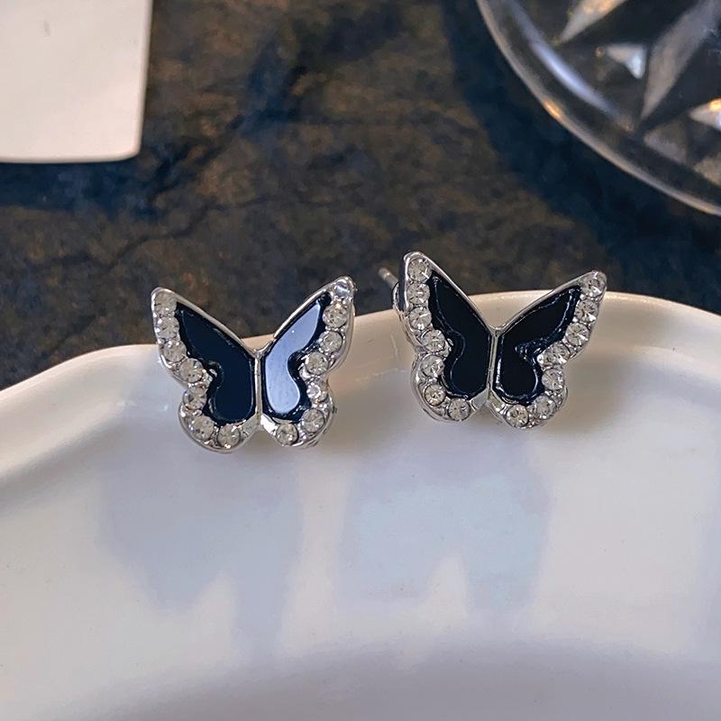 Butterfly Rhinestone Stud Earrings