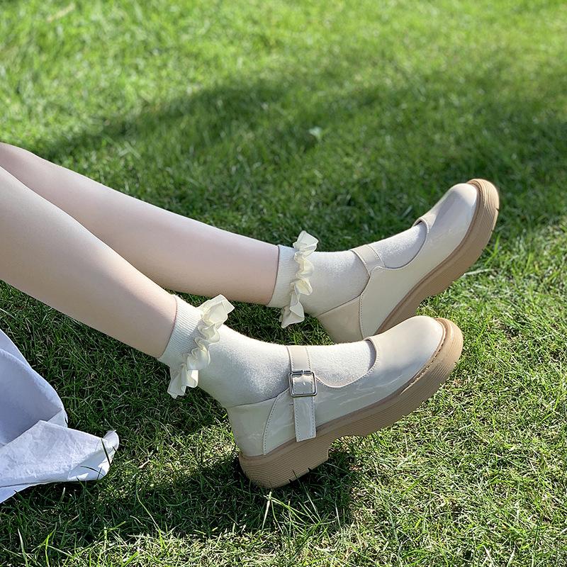 Fashion 2025 New Spring and Summer Single Shoes, Women's Uniform Student Solid Color Mary Jane White Small Leather Shoes