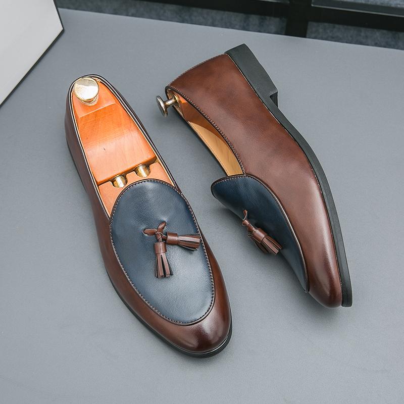 Tassel Formal Business Shoes Men Italy Luxury Mix-colours Moccasins Prom Dress Shoes Man Casual Loafers Party Flats
