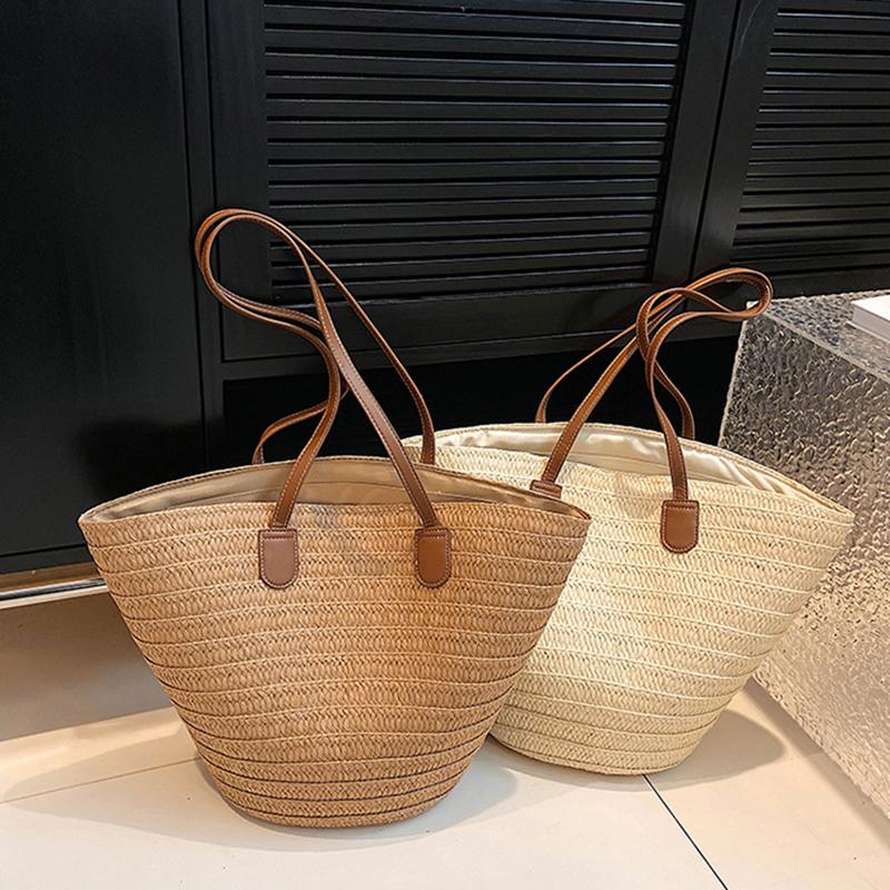 Women's Large Capacity Shoulder Bag Summer Straw Woven Basket Handbag Fashi Female Luxury Designer Beach Bag Bali Shopper Tote