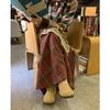 Spring Women New Skirts Plaid Loose Elastic Waist Pleated Elegant Long Skirts