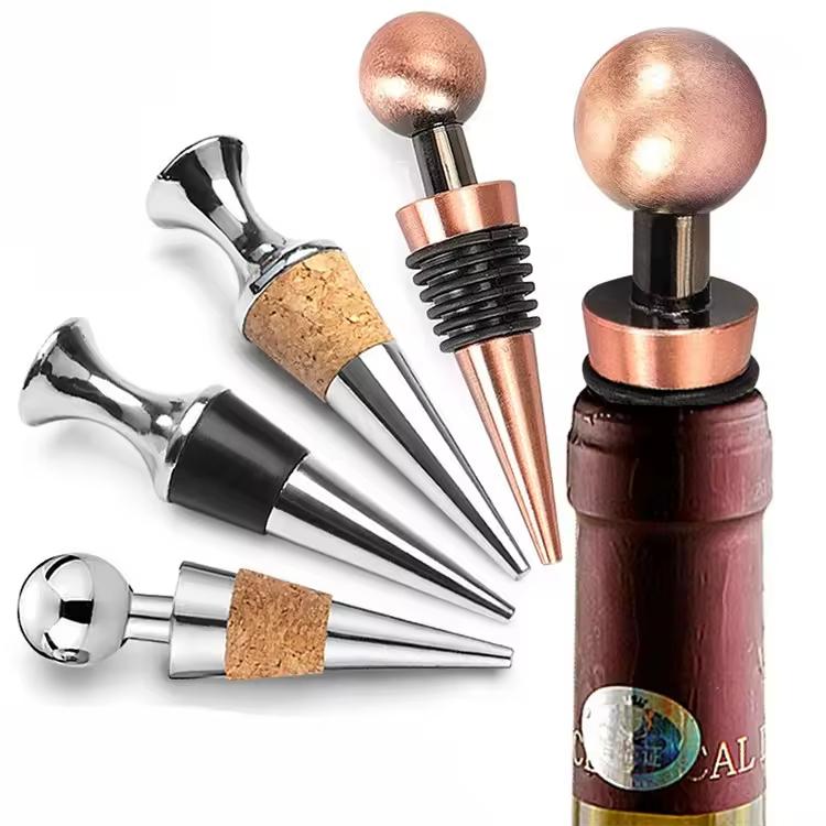 Cross-border Direct Supply Zinc-aluminum Alloy Round-head Steel Ball Wine Stoppers for Wine Preservation Can Print Logo