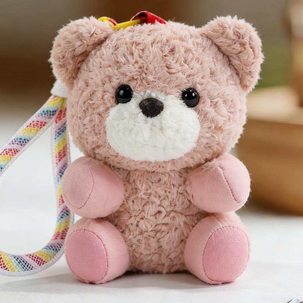 Fluffy Soft Elephant Plush Doll Metal Ring Panda Plush Key Ring Dinosaur Plush Pendant Handbag