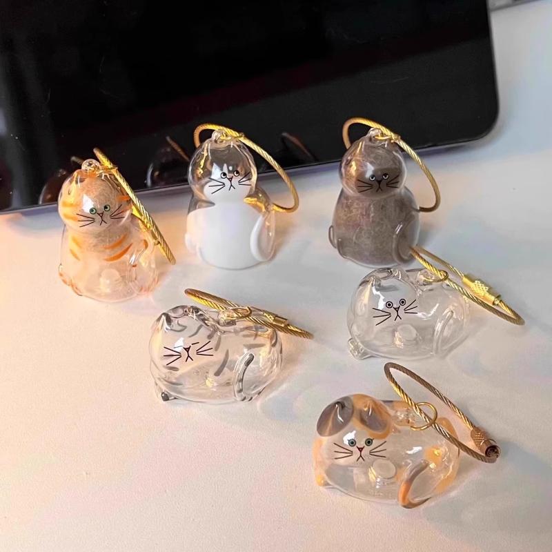 3Pcs My Pet'S Fur Container Cat Hair Storage Box Hanging Cat Keychain Pendant Pet Hair Grooming Souvenirs Bag Hanging Decor