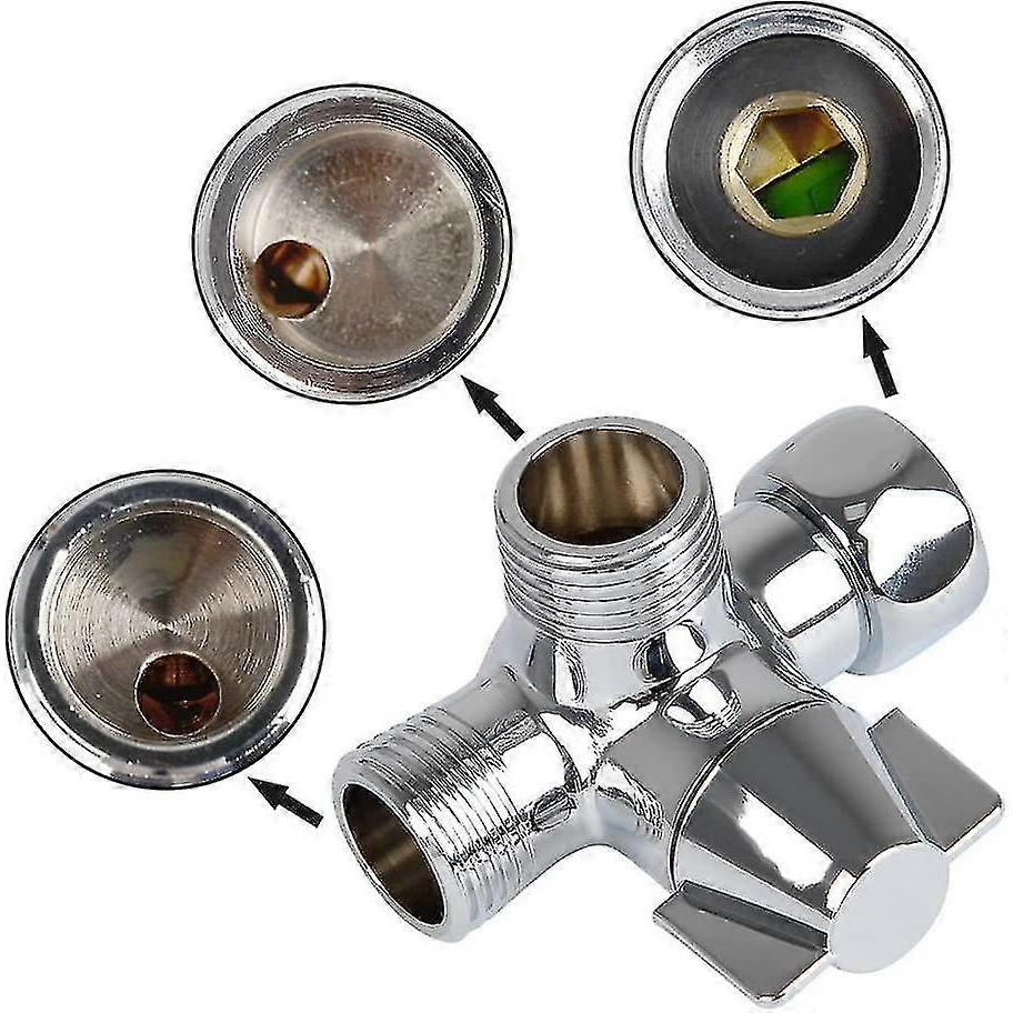 3-way Shower Diverter Valve, Shower Head Adapter For Shower Arm Mounted, G1/2" T-adapter Valve Replacement Parts For Shower Spray, T-diverter For Toil