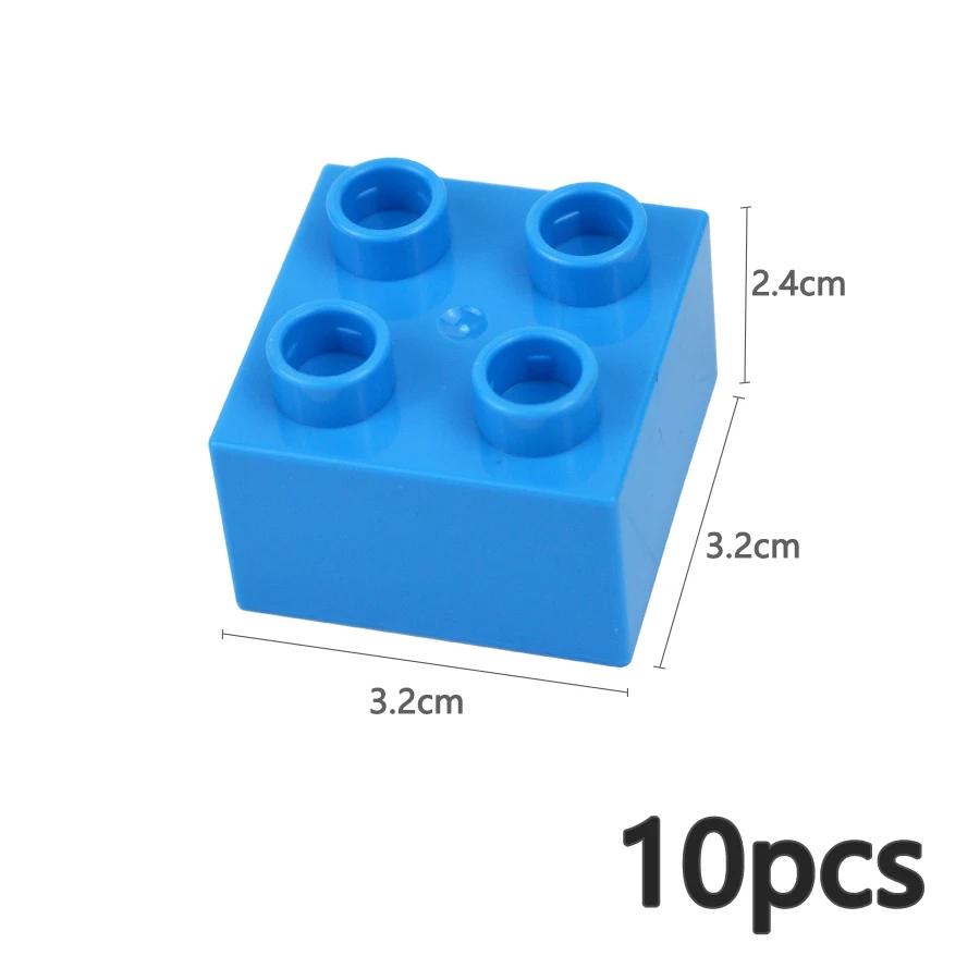 10Pcs 2X2 Dot Big Size Colorful Building Blocks Large Figures Thick Print Brick Toys Educational for Kid Compatible with Duploes