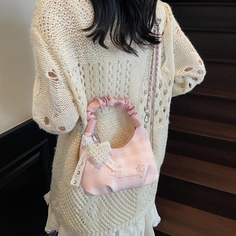 High-End Nischentasche Damen Sommer neue Mode Ketten Umhängetasche Karomuster tragbare Knödeltasche