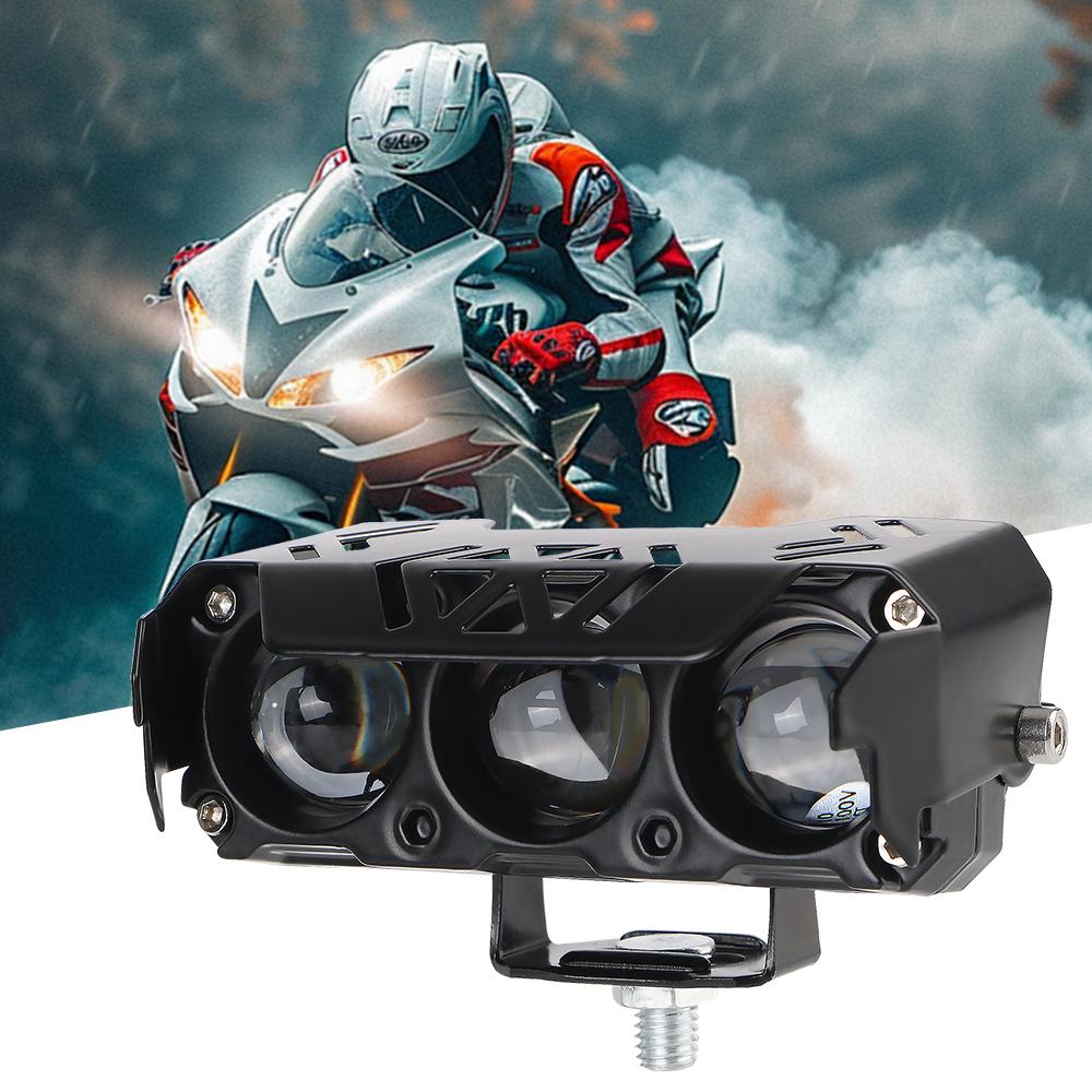 3 Lens Super Bright Light Motorcycle Accessories Motorcycle High Low Beams Work Light Scooters Moto Fog Lamp Led Lens Spotlight Motorcycle Headlights