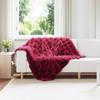 Non slip Artificial Rabbit Fur Blanket Olite Burgundy Red