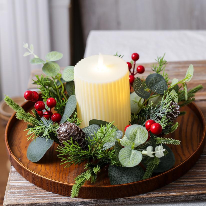 Christmas Wreath Premium Table Centerpiece Decorative Ring High Quality Scented Candle Ring For Dinner Setting Kitchen Christmas