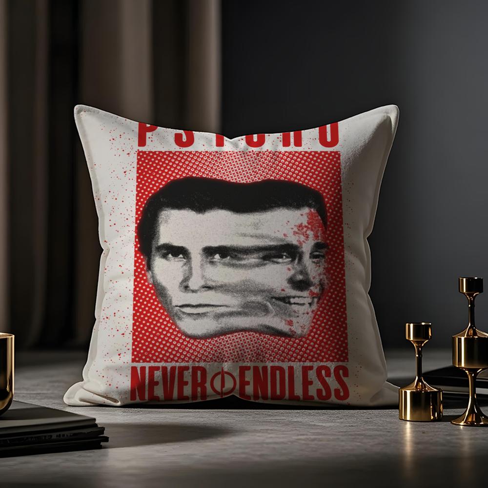 American Psycho Cushion Cover Anti-dustmite Pillowcase Invisible Zipper Silky Short Plush Sofa Cushion Cover