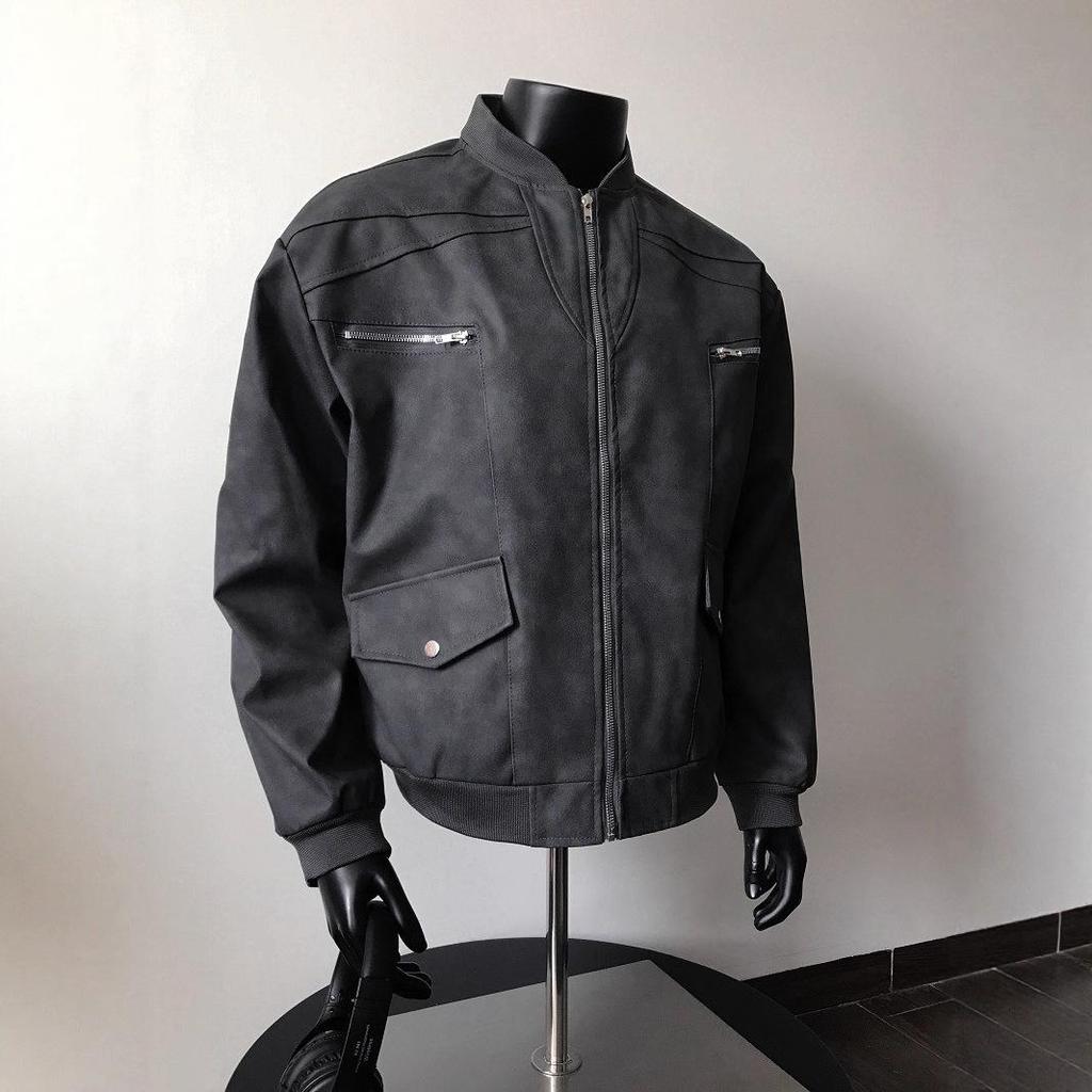 2025 Men's American Vibe Purple PU Leather Streetwear Jacket with Retro Zippers - Loose Fit