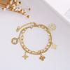 Fashion Four-Leaf Clover Tassel Bracelet Women Do Not Lose Color Day Prismatic Small Flowers Titanium Steel Bracelet Hand Jewelry