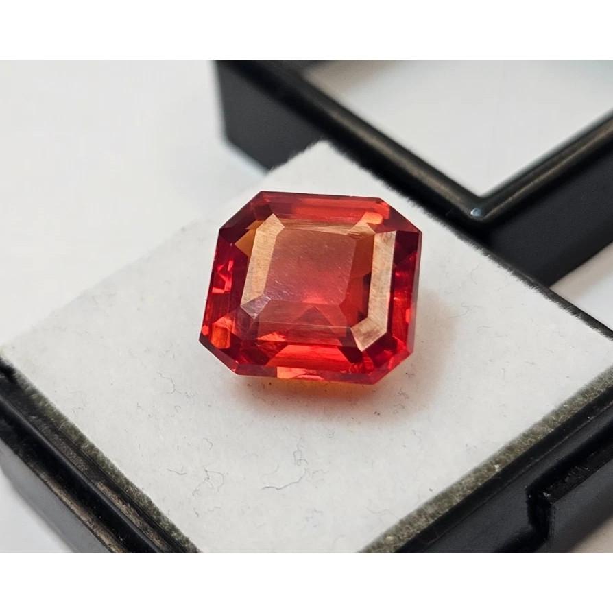 Orange Color Sapphire 10 Ct Square Cut Beautiful Certified Loose Gemstone