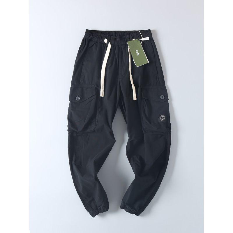 Export Fashion Cattle Goods Pure Cotton Washed Stretch Cargo Pants Men's Spring & Fall Retro Handsome Multi-Pocket Ankle Banded Slacks