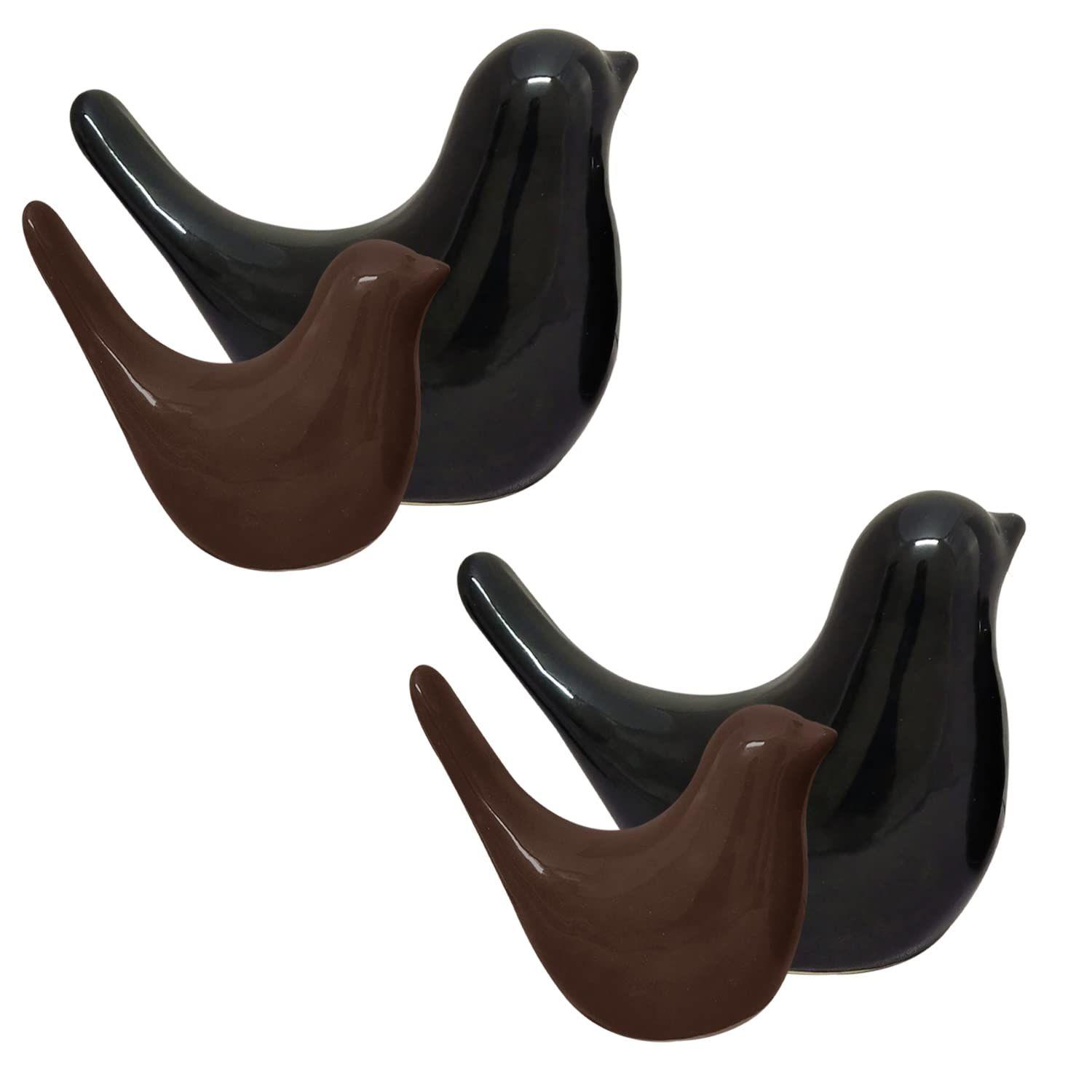 

Creative Brown and Black Glossy Ceramic Birds Figurines Home Decorations Accessories Party (Pack of 4, Black & Brown)