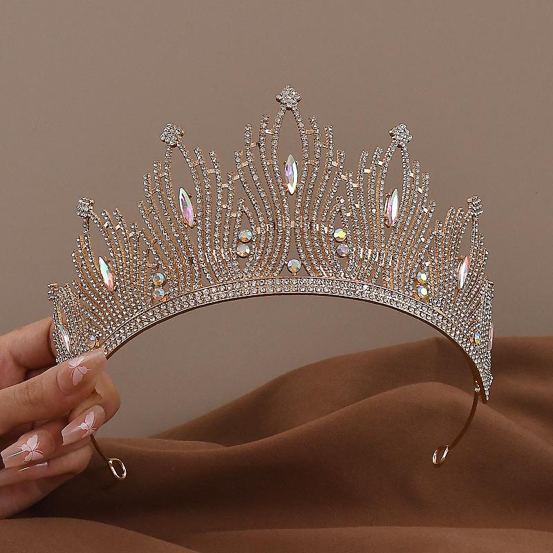2024 Crystal Rhinestone Bride Crown Headdress: Wedding & Birthday Hair Accessories