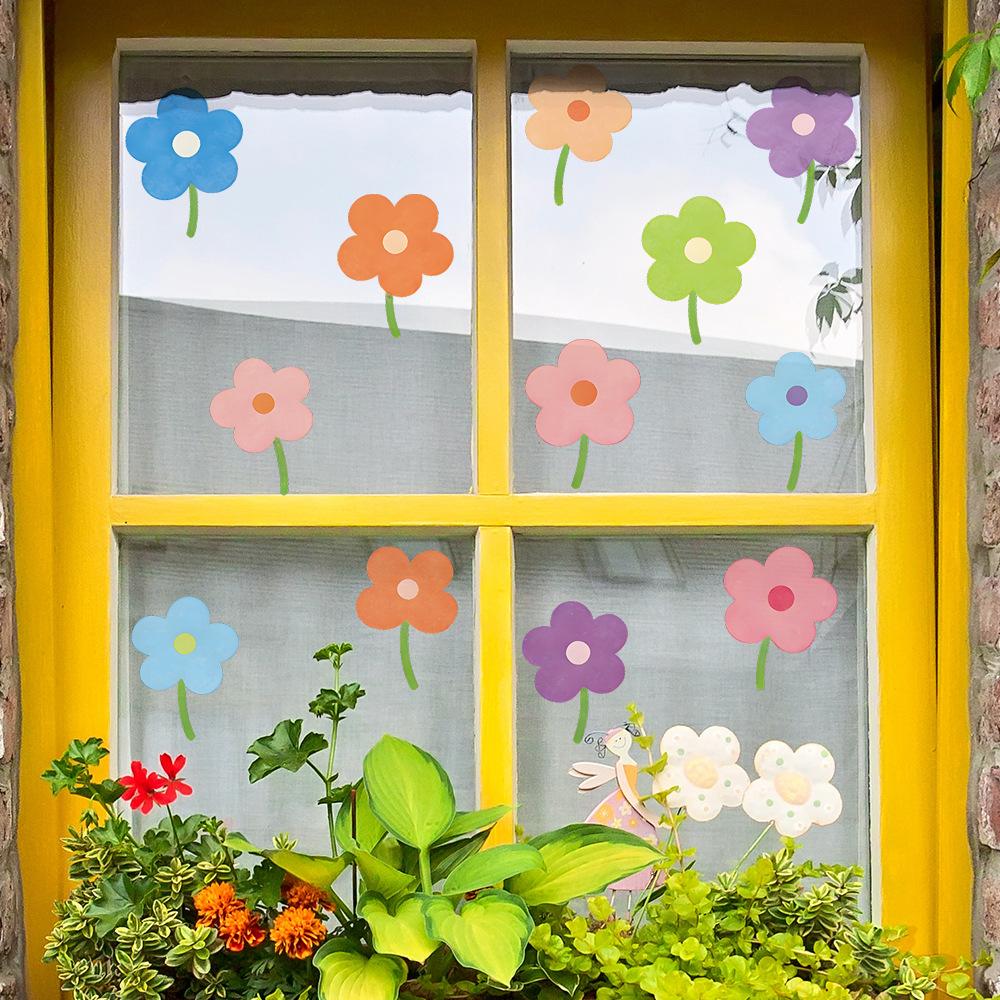 Dopamine Colorful Small Flower Outdoor Balcony Glass Mirror Beautification Decoration Stickers