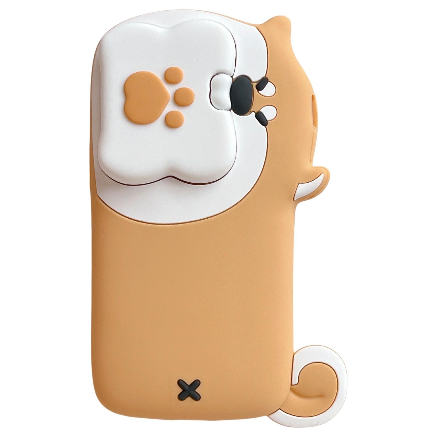 

For iPhone 15 Silicone Case Dog Eating Bone Design Lens Cover Kickstand Phone Cover As Shown A