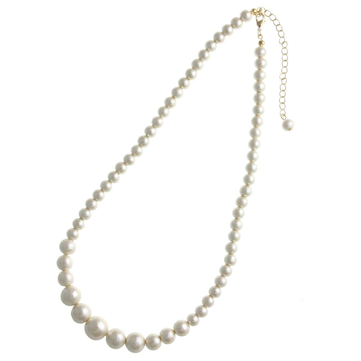 [Kobe VINGTAINE] Gradient Cotton Pearl Necklace, Short, Simple, Kiska C3227 - Gold Color
