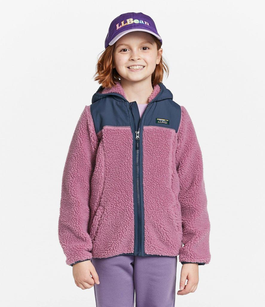 LL Bean Sherpa Fleece Hooded Big Size Mauve 1000052928 Kids' Jacket, Kids, XL, 18, Berry/Carbon Navy, Multicolor,