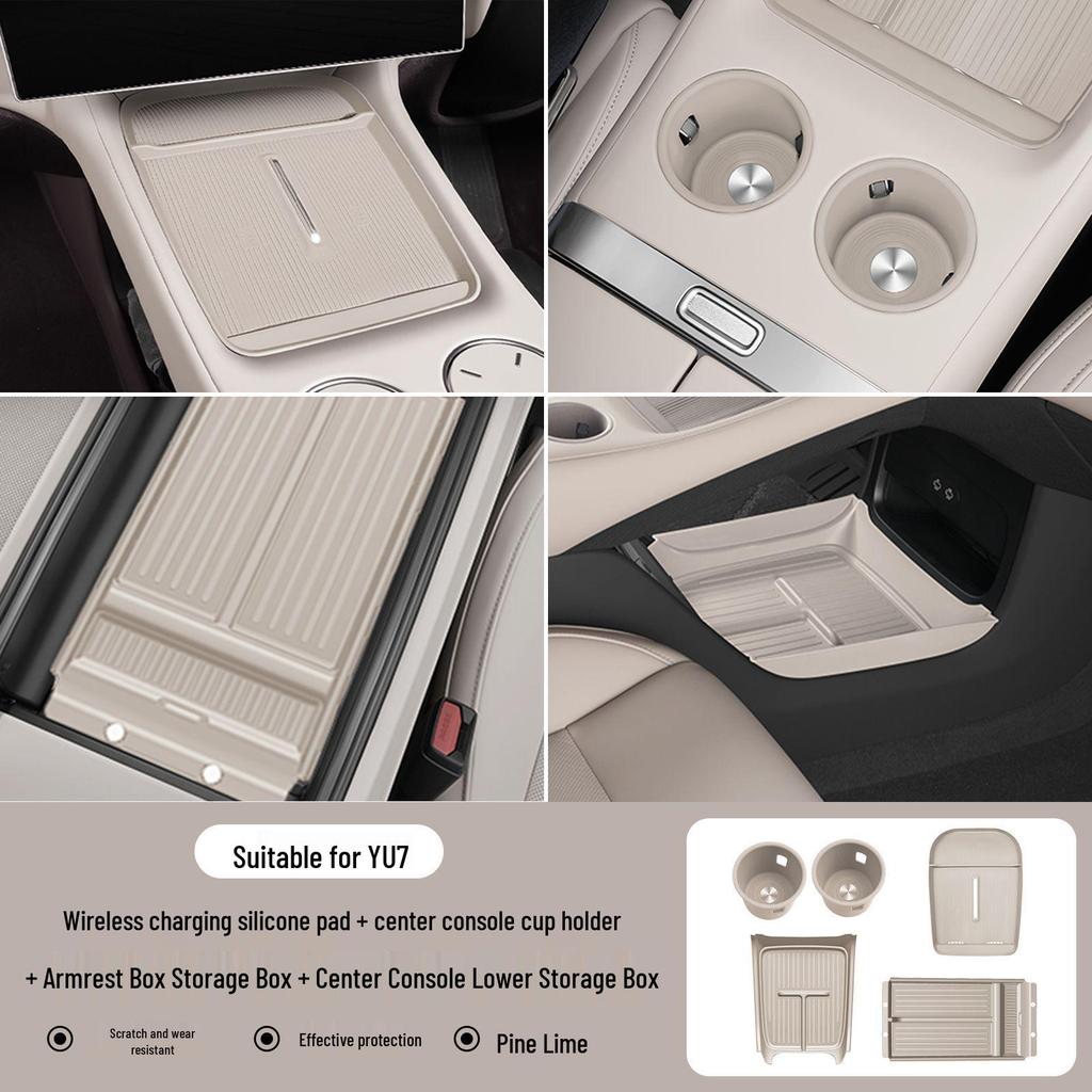 Protection Porte-Gobelet d'Eau pour Console Xiaomi YU7 - Ensemble d'Accessoires de Voiture en Silicone Antidérapant et Imperméable 5 Pièces