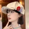 Double-Button Decorative Baseball Cap Cotton Hemp Octagon Windproof Newspaper Hat Adjustable Beret Fall And Winter Sun Hat