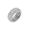 Copper Inlaid Zircon Ring, Three Rows of Full Diamonds Light Luxury Ring Size Diamond Splicing Ring