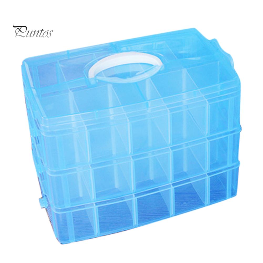 Puntos 3-vrstvý průhledný šperkový korálek Pilulky Řemeslný úložný organizér Přihrádka Pouzdro