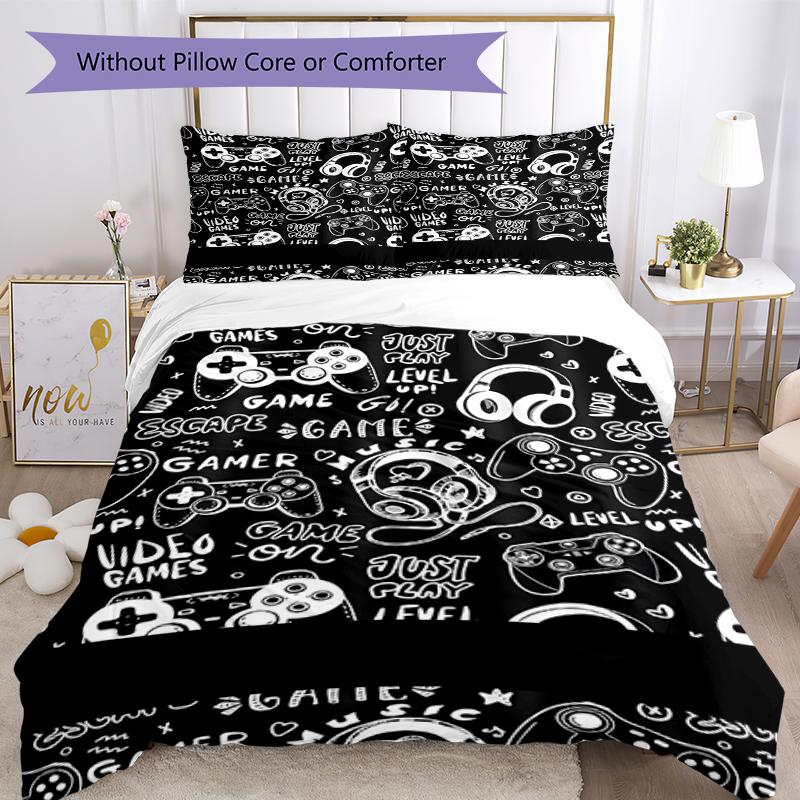 3pcs Game Controller Bedding Set Duvet Cover Closure Includes 1 Duvet Cover & 2 Pillowcases, Soft and Comfortable for All Seasons.