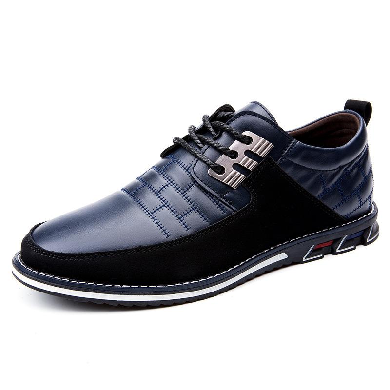 Large Size 2025 Autumn Men's Casual Leather Shoes Men's Shoes Without Shoelaces, One Pedal or Lace-up British Men's Shoes