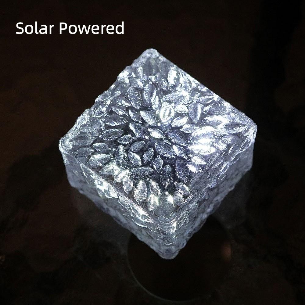 Solar Powered Solar Ice Brick Lights Rainproof Waterproof Outdoor Ice Rock Cube Lights Automatic Long-last Lighting